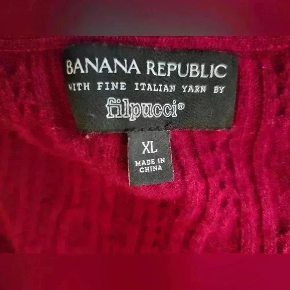 Banana Republic Filpucci Sweater Cable Knit Wool Cashmere Blend Size XL Maroon - Picture 9 of 9